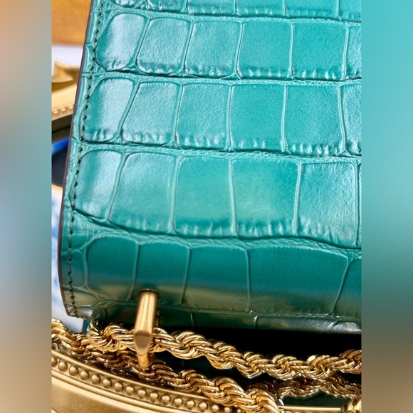 🆕 TORY BURCH 🧿 NWOT Eleanor Malachite Croc Embossed Shoulder Bag - AUTHENTIC - Picture 13 of 16